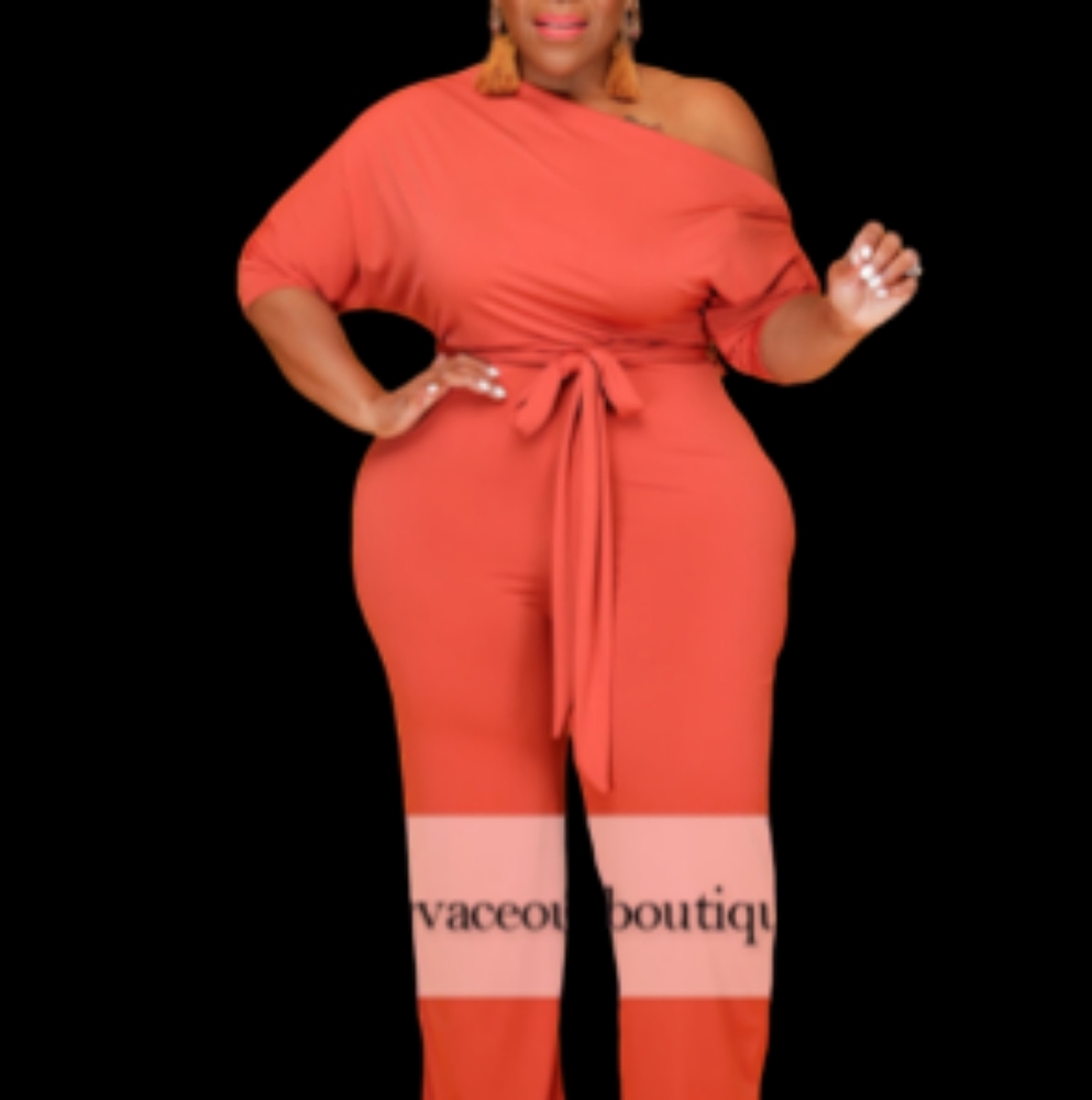 Rust Plus size jumpsuit - Picture 2 of 3